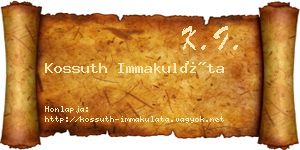 Kossuth Immakuláta névjegykártya